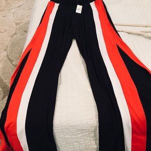 Black pant open leg red and white stripe